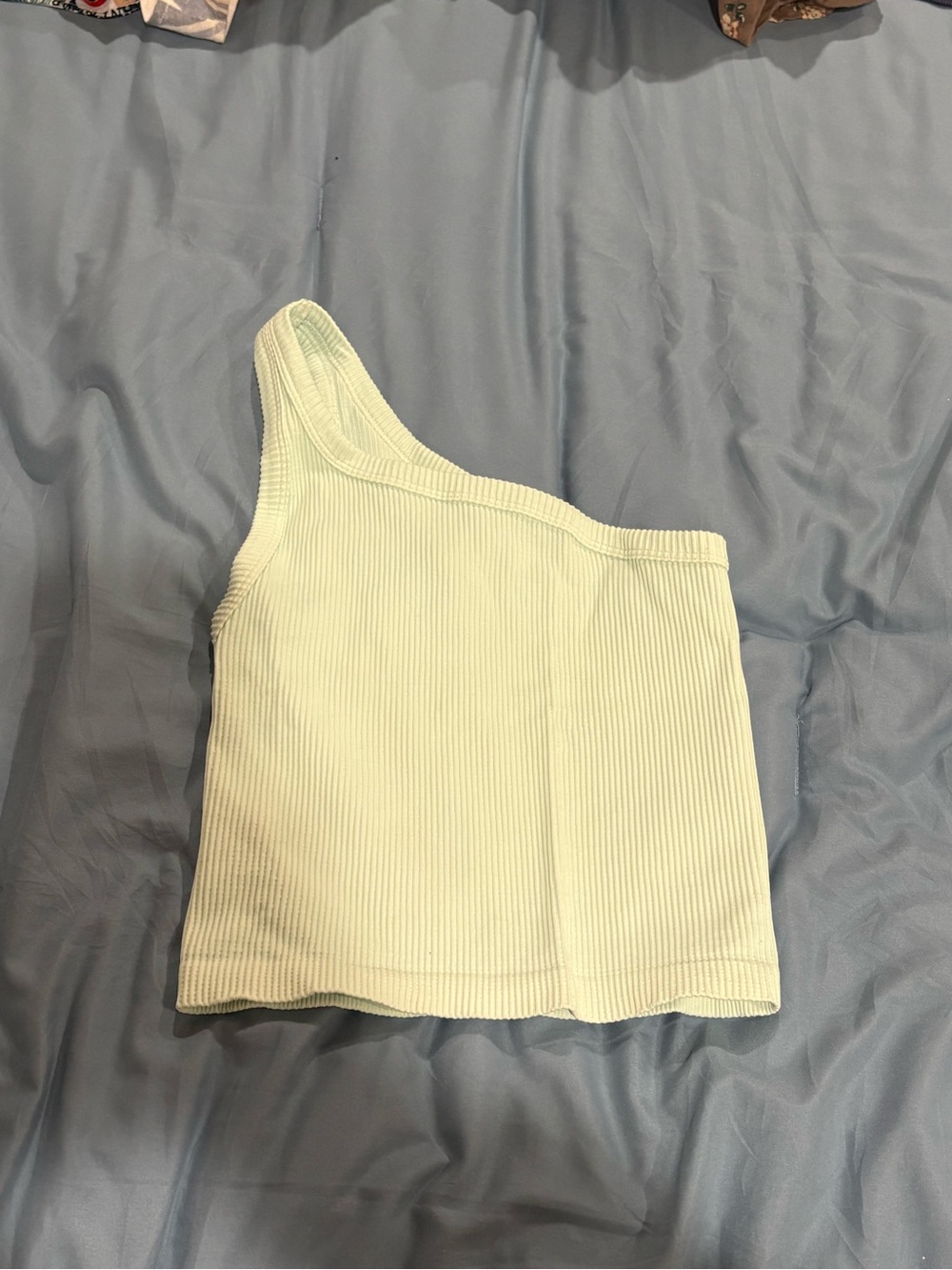Nikibiki One-Shoulder Ribbed Tank - Light Mint
